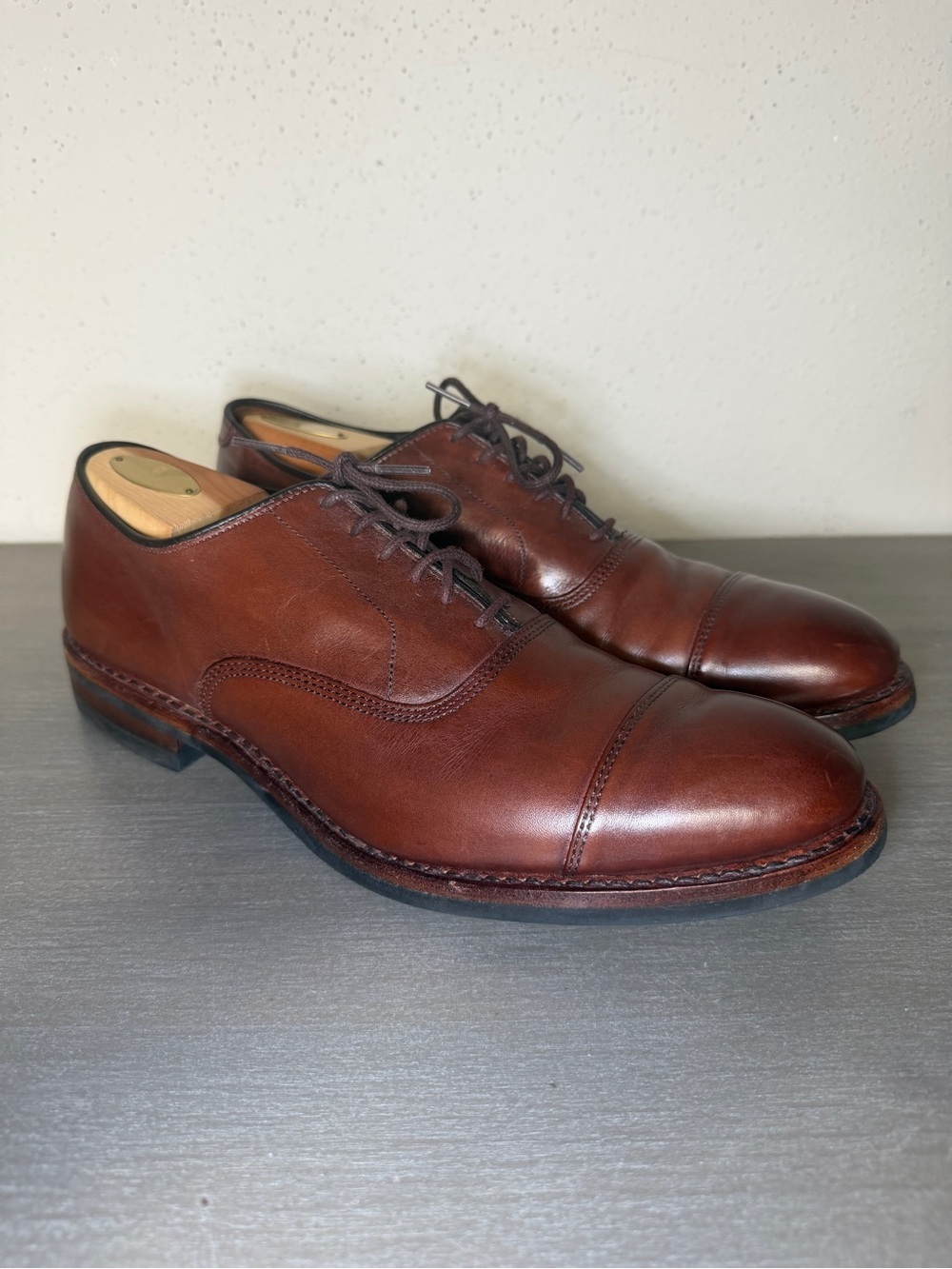 Allen Edmonds Park Avenue 10 D Brown Leather Cap Toe Oxfords Dainite Sole Shoes